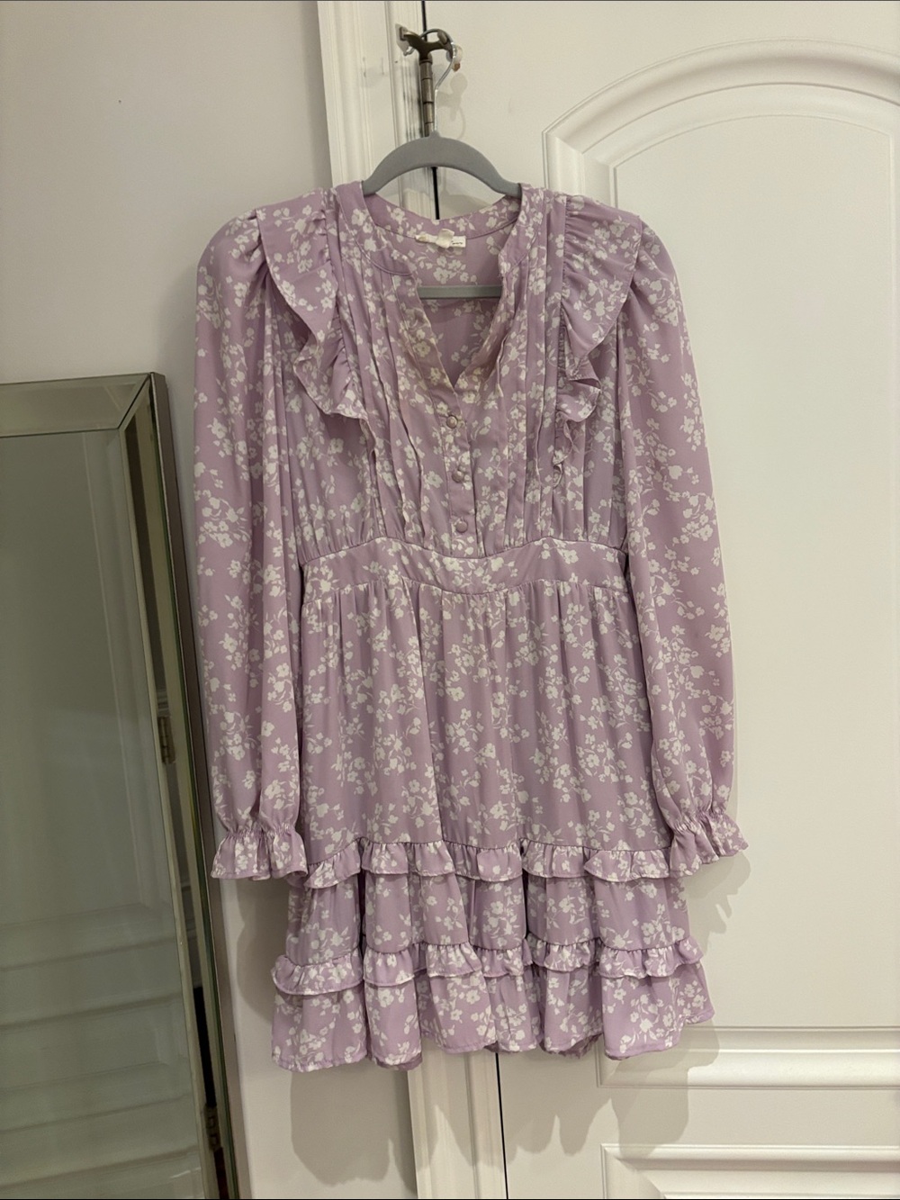 Lavender Floral Ruffle Mini Dress